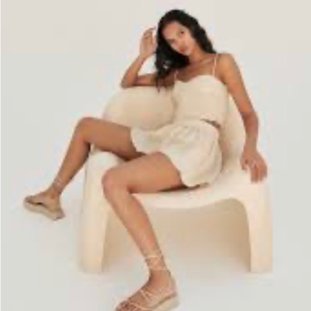 Zara mini weave textured skort cream colored size S
